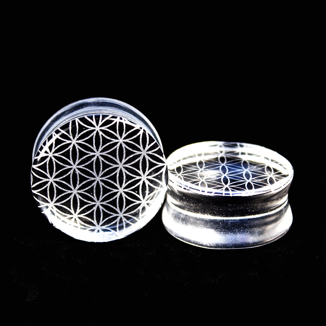 Flower of life Clear Glass Plugs