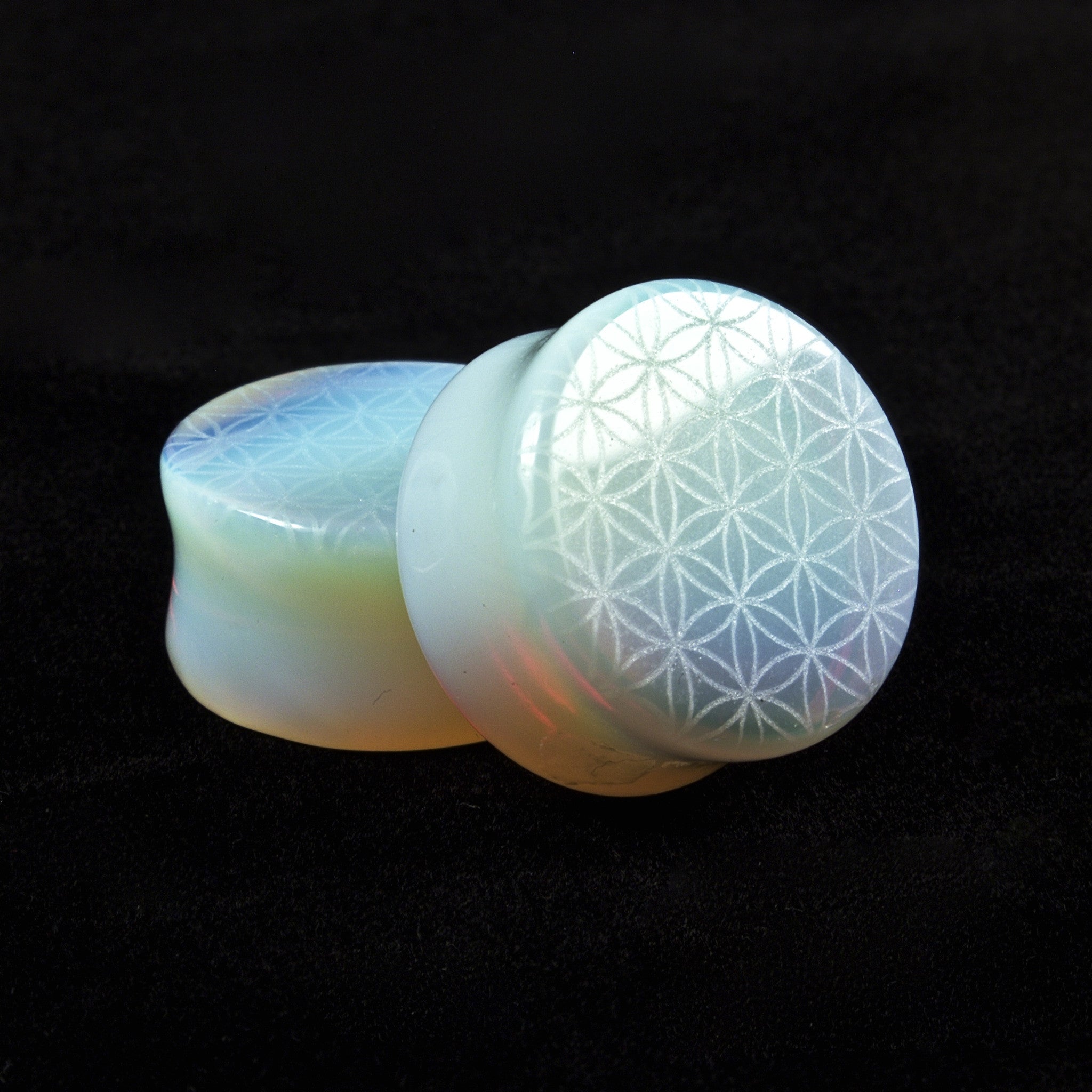 Flower of life Opalite stone Plugs - BC Plugs
