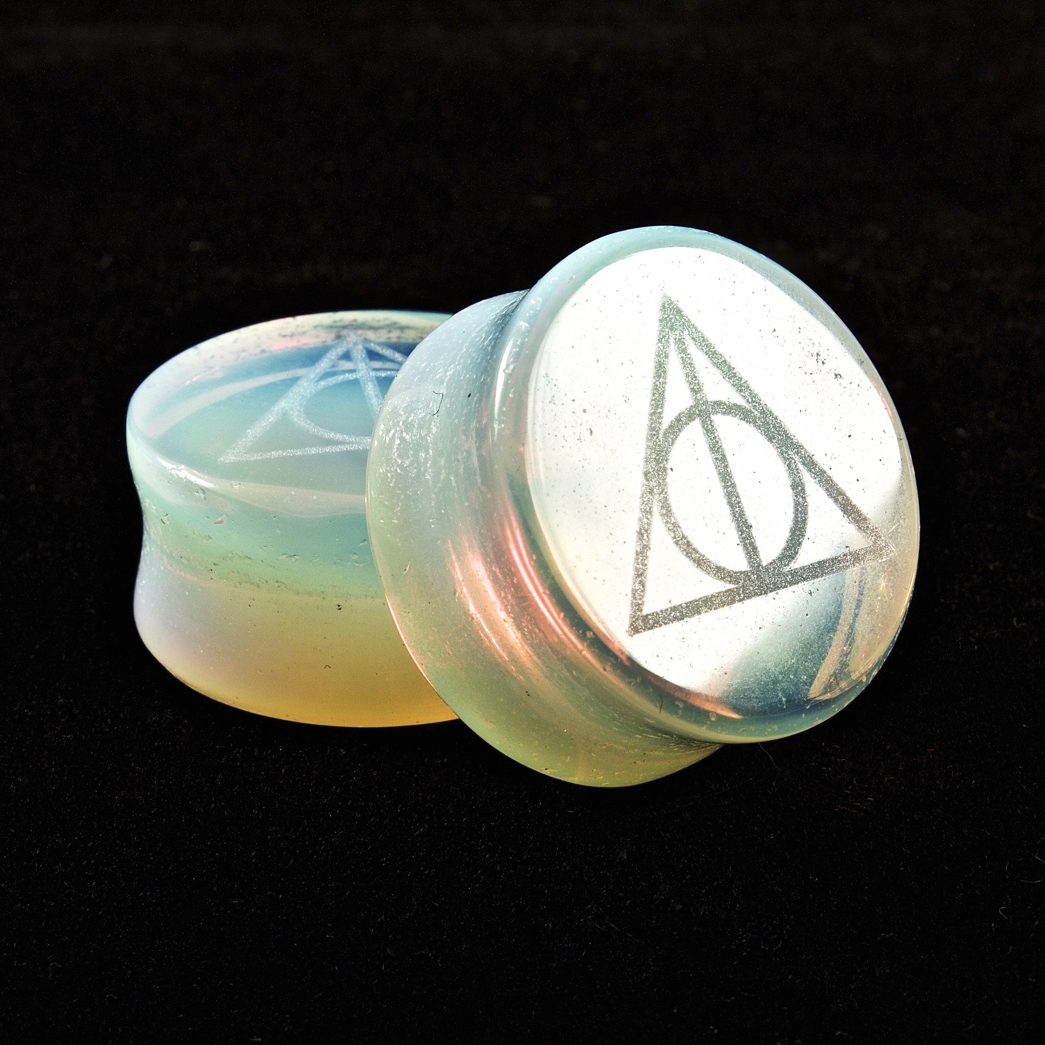 Deathly Hallows Opalite stone Plugs - BC Plugs