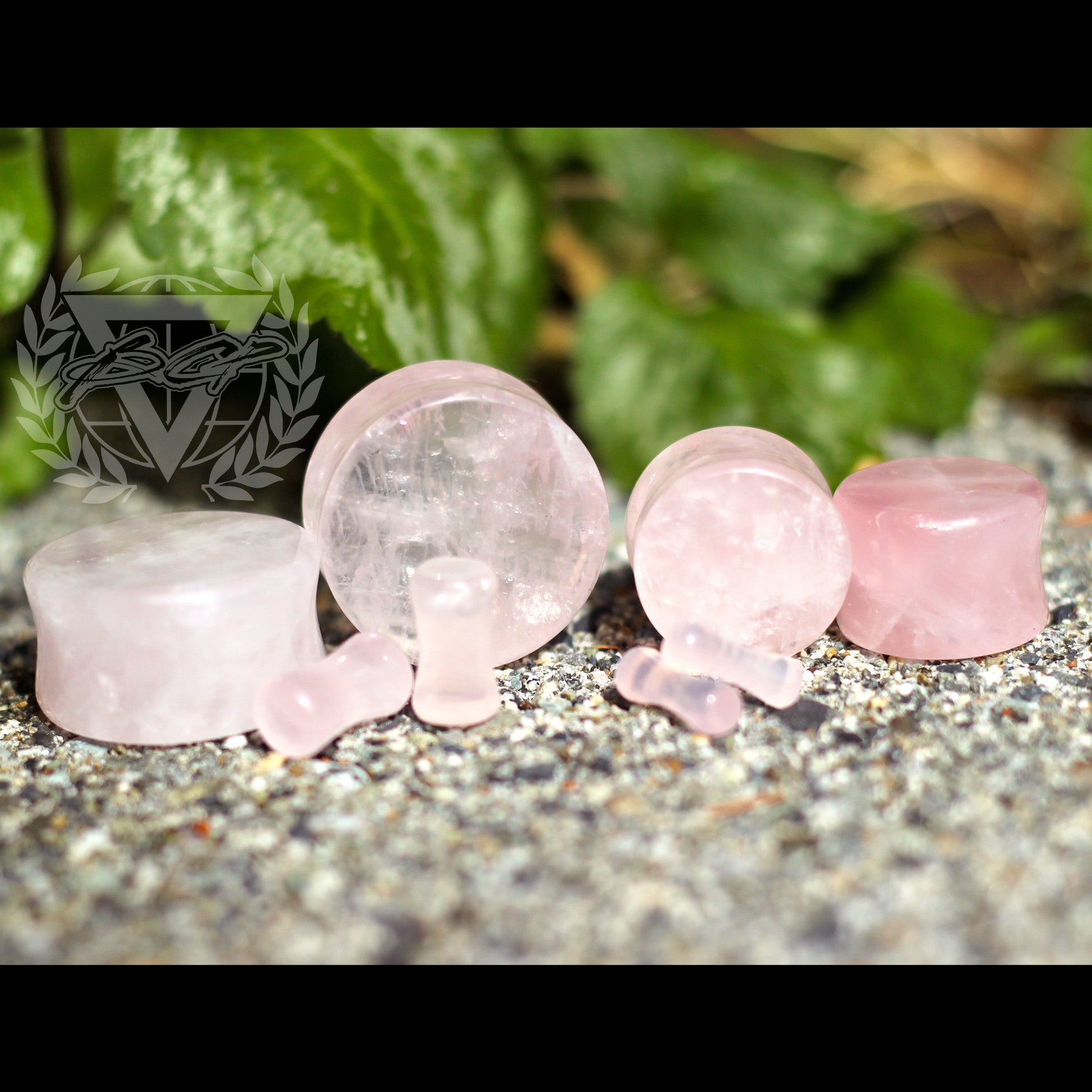 Rose Quartz stone Plugs - BC Plugs  - 2