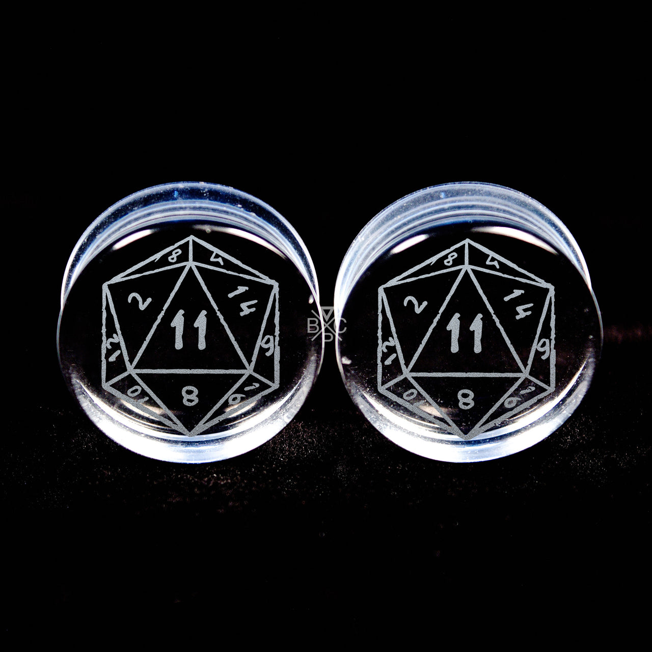 D20 Dice Clear Glass Plugs