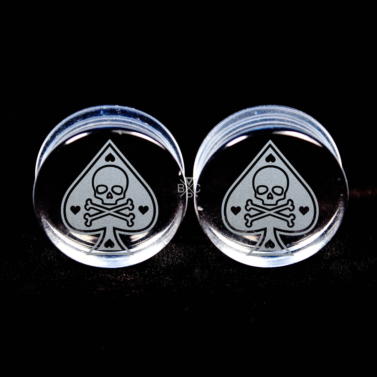 Ace of Spades Clear Glass Plugs