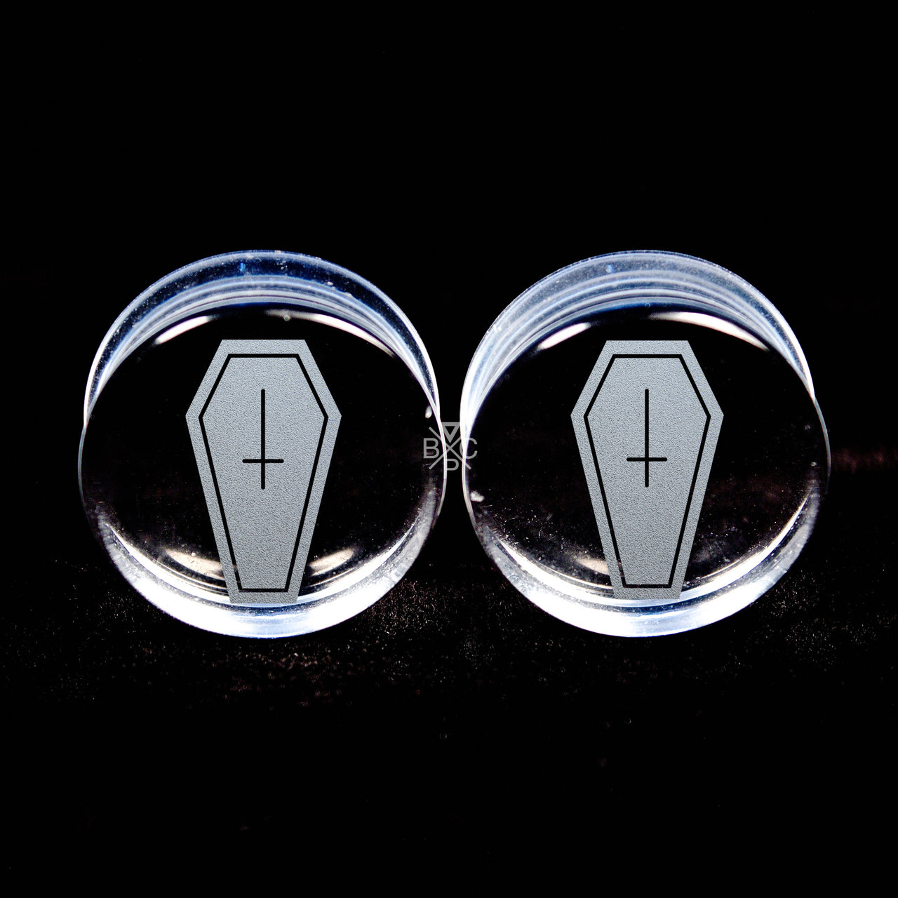 Coffins Clear Glass Plugs