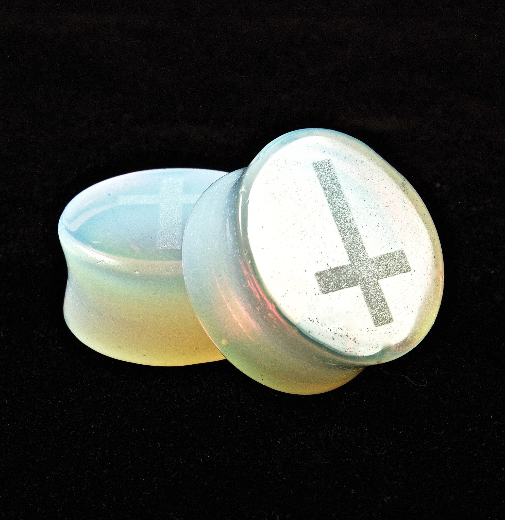 Cross Opalite stone Plugs - BC Plugs 
