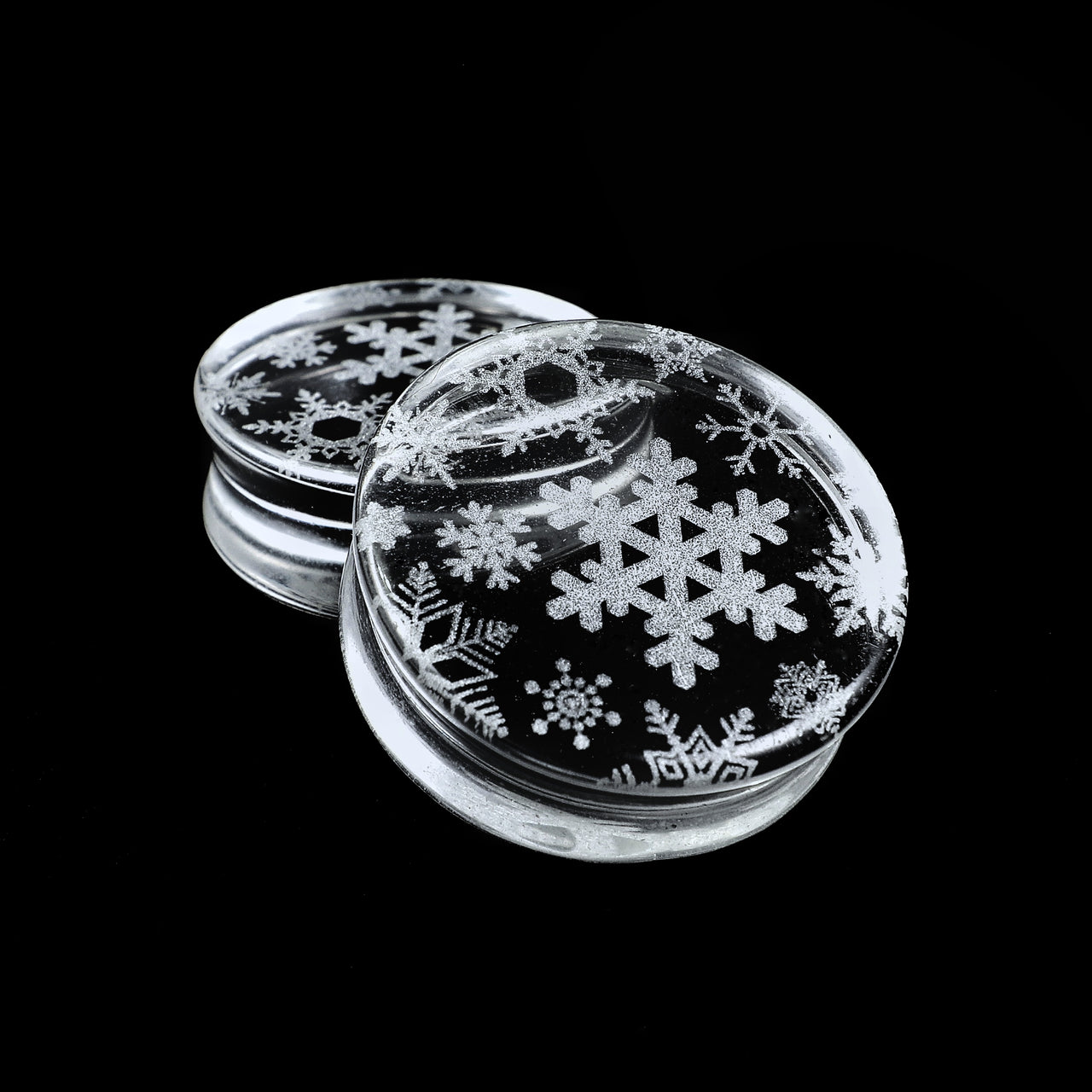 Snowflake Clear Glass Plugs