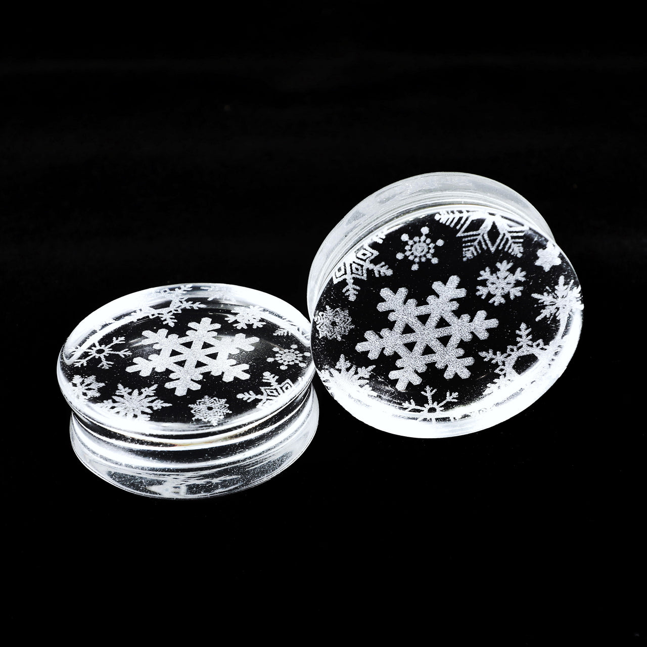 Snowflake Clear Glass Plugs