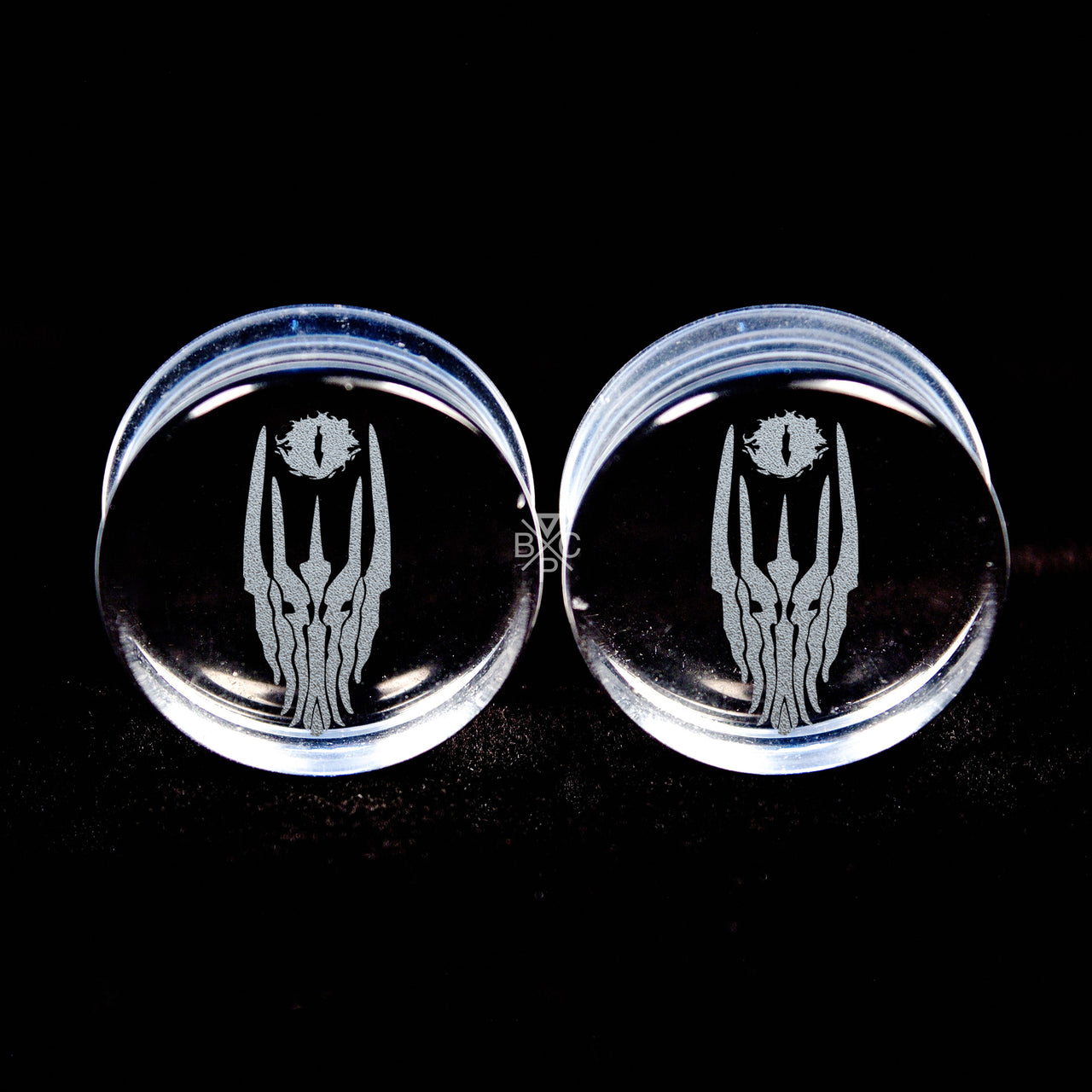 LOTR Eye of Sauron Clear Glass Plugs